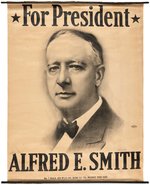 "FOR PRESIDENT ALFRED E. SMITH" LARGE PORTRAIT BANNER.