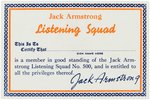 "JACK ARMSTRONG LISTENING SQUAD" MEMBERSHIP CARD TEST PREMIUM.