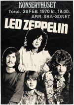 LED ZEPPELIN 1970 STOCKHOLM SWEDEN OVERSIZED CONCERT POSTER.