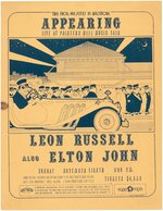 LEON RUSSELL AND ELTON JOHN BALTIMORE, MARYLAND 1971 CARDBOARD CONCERT POSTER.