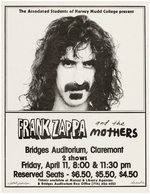 FRANK ZAPPA AND THE MOTHERS 1975 CLAREMONT CALIFORNIA CONCERT FLYER.