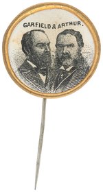 "GARFIELD ARTHUR" BRASS FRAME CARDBOARD JUGATE STICK PIN DeWITT-1880-30.