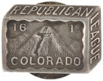 BRYAN "REPUBLICAN LEAGUE COLORADO 16 TO 1" STERLING SILVER LAPEL STUD.