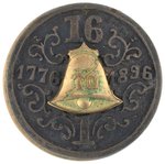 BRYAN "1776 TO 1896" SCARCE LIBERTY BELL STUD BACK BADGE.