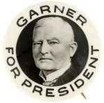 "GARNER FOR PRESIDENT" HIGH CONTRAST REAL PHOTO BUTTON.