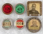 ATLAS POWDER (3), COLT'S (2) AND N.Y. NEW HAVEN & HARTFORD RR (1) EMPLOYEE BADGES.