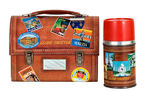 "GLOBE-TROTTER" DOMED METAL LUNCHBOX WITH THERMOS.