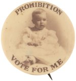 "PROHIBITION VOTE FOR MY SAKE" REAL PHOTO BUTTON.