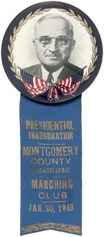 TRUMAN LARGE INAUGURAL BUTTON WITH PENNSYLVANIA RIBBON.