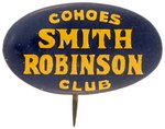 "COHOES CLUB SMITH ROBINSON" NEW YORK OVAL LITHO BUTTON.