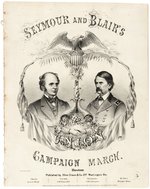 "SEYMOUR AND BLAIR'S CAMPAIGN MARCH" STRIKING JUGATE SHEET MUSIC.