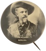 BUFFALO BILL REAL PHOTO BUTTON FROM 1903-06 EUROPEAN TOUR W/CONGRESS OF ROUGH RIDERS BACK PAPER.