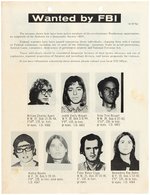 FIVE SDS WEATHER UNDERGROUND FAMOUS FUGITIVES "WANTED BY FBI" FLIERS.