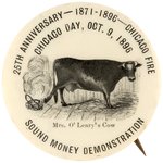 McKINLEY SOUND MONEY RALLY AND 1896 CHICAGO FIRE 25TH ANNIVERSARY BUTTON.