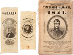 HARRISON PAIR OF CAMPAIGN RIBBONS AND 1841 "TIPPECANOE ALMANAC."