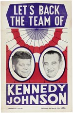 "LET'S BACK THE TEAM OF KENNEDY JOHNSON" STRIKING JUGATE POSTER.