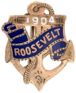 RARE "ROOSEVELT 1904" ENAMEL ANCHOR PIN-BACK.