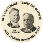 HOOVER AND CURTIS 1932 JUGATE MIRROR WITH IOWA COATTAIL CANDIDATES.