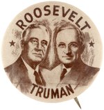 ROOSEVELT & TRUMAN LARGEST 1944 JUGATE BUTTON.