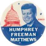 KENNEDY, HUMPHREY, FREEMAN, MATTHEWS MINNESOTA COATTAIL PORTRAIT BUTTON.