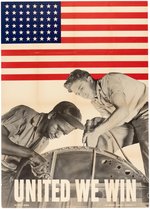 "UNITED WE WIN" CIVIL RIGHTS WWII ERA HOMEFRONT PRODUCTION POSTER.