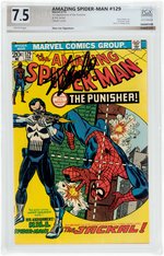 "AMAZING SPIDER-MAN" #129 FEBRUARY 1974 PGX 7.5 VF- SIGNATURE SERIES (FIRST PUNISHER).