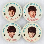 BEATLES "WITH LOVE" SET OF FIVE EARLY, LARGE, FULL COLOR BUTTONS C. 1965.