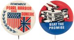 RARE PEARL HARBOR/DUNKIRK BUTTON PLUS CLASSIC RCA ANTI-JAPANESE CARTOON BUTTON.