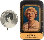 BILLIE BURKE RARE 1916 SERIAL BUTTON AND IMPORTANT POCKET MIRROR FOR FIRST CLIFF HANGER 1913 SERIAL.