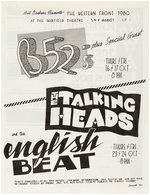 B-52's, THE TALKING HEADS & THE ENGLISH BEAT 1980 SAN FRANCISCO, CALIFORNIA CONCERT FLYER.