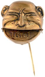 BRYAN CARICATURE 1896 MECHANICAL STICKPIN WITH "16 TO 1" IN MOUTH THAT OPENS.