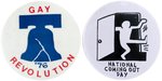 "GAY REVOLUTION '76" BI-CENTENNIAL BUTTON AND UNSIGNED KEITH HARING "NATIONAL COMING OUT DAY"