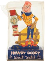 "HOWDY DOODY WRIST WATCH" WITH DIE-CUT DISPLAY SIGNED BY BUFFALO BOB SMITH.