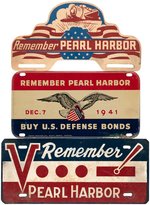 WORLD WAR II "REMEMBER PEARL HARBOR" LICENSE PLATES/ATTACHMENT TRIO.