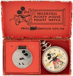 "INGERSOLL MICKEY MOUSE POCKET WATCH" BOXED FIRST VERSION WITH FOB.