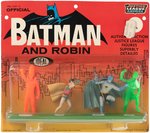 RARE "OFFICIAL BATMAN AND ROBIN - JUSTICE LEAGUE OF AMERICA" CARDED IDEAL FIGURE SET.