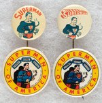 "SUPERMAN" COMIC & "SUPERMEN OF AMERICA" CLUB BUTTON LOT.