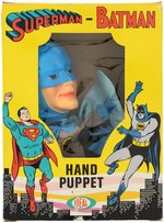 "BATMAN" BOXED & "ROBIN" LOOSE VINYL BODY HAND PUPPET PAIR BY IDEAL.