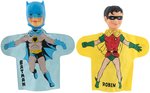 "BATMAN" BOXED & "ROBIN" LOOSE VINYL BODY HAND PUPPET PAIR BY IDEAL.