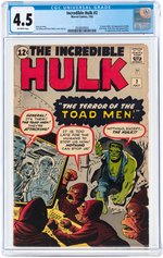 THE INCREDIBLE HULK #2 JULY 1962 CGC 4.5 VG+.