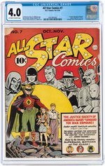 "ALL-STAR COMICS" #7 OCTOBER 1941 CGC 4.0 VG.