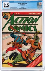 "ACTION COMICS" #16 SEPTEMBER 1939 CGC 2.5 GOOD+.