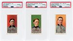 1909-11 T206 BASEBALL HOF TINKER/EVERS/CHANCE LOT OF THREE PSA GRADED.