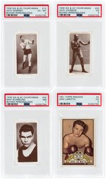 1938 & 1951 WA & AC CHURCHMAN & TOPPS RINGSIDE LOT OF FIVE INTERNATIONAL BOXING HOF'ERS PSA GRADED.