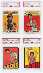 1969-72 TOPPS BASKETBALL HOF'ERS LOT OF SEVEN PSA GRADED.