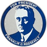 "FOR PRESIDENT FRANKLIN D. ROOSEVELT" PORTRAIT LICENSE PLATE ATTACHMENT.