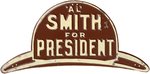 RARE "'AL' SMITH FOR PRESIDENT" FIGURAL BROWN DERBY HAT LICENSE PLATE ATTACHMENT.