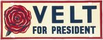 OUTSTANDING "ROOSEVELT FOR PRESIDENT" REBUS LICENSE PLATE ATTACHMENT.