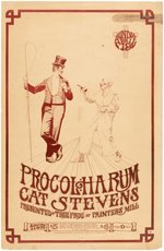 PROCOL HARUM & CAT STEVENS 1971 BALTIMORE, MARYLAND CARDBOARD CONCERT POSTER.