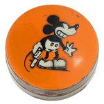 MICKEY MOUSE WITH GUN ENAMELED METAL PILL BOX.